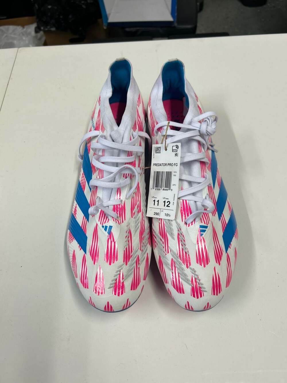adidas Predator Pro FG Reemergence Pack Soccer Cleats - White/Solar Blue/Solar P